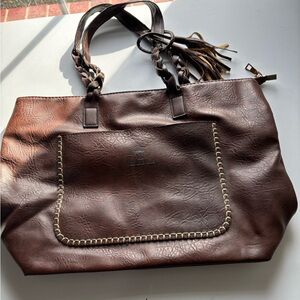 Elegant Brown Leather Tote Bag